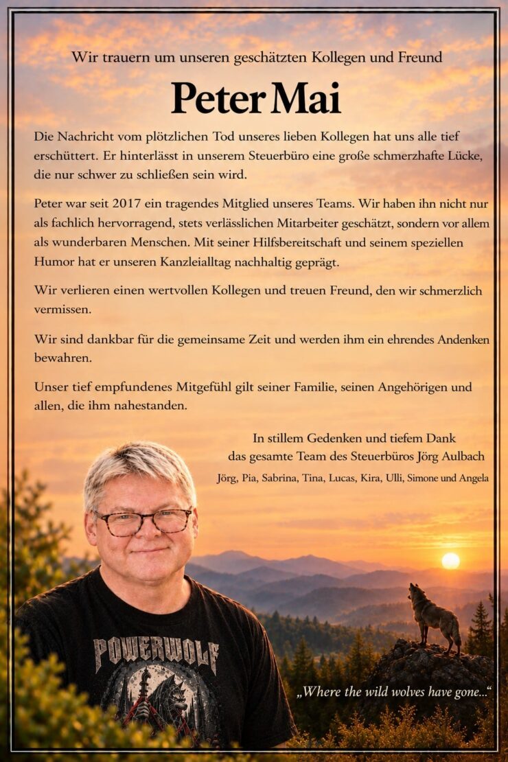 Peter Mai Traueranzeige