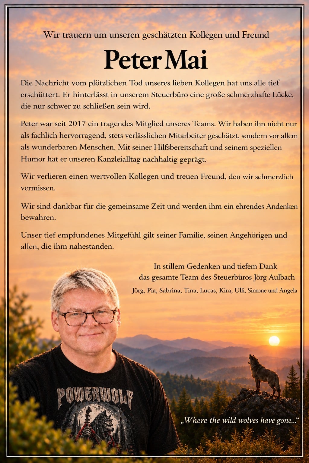 Peter Mai Traueranzeige